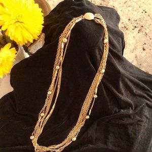 Drape yourself in goldtone bling !! 7 layers of chains/beads in 30” necklace